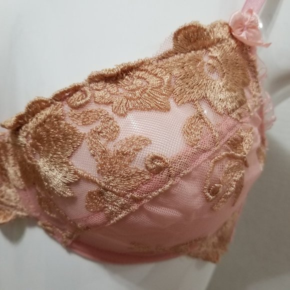 Glamour bra 34B floral lace mesh ornate bow butterfly dragonfly romantic lolita - Picture 7 of 14